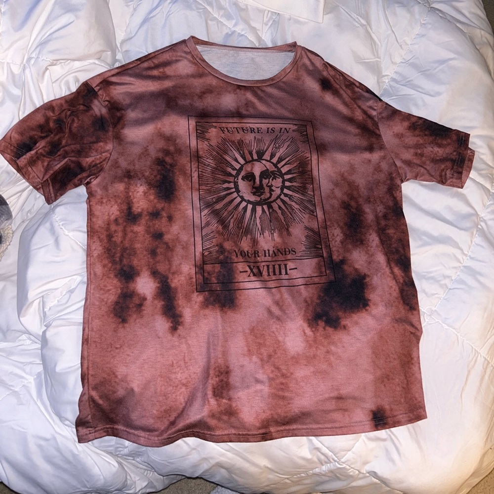 Red/Pink SHEIN oversized t-shirt